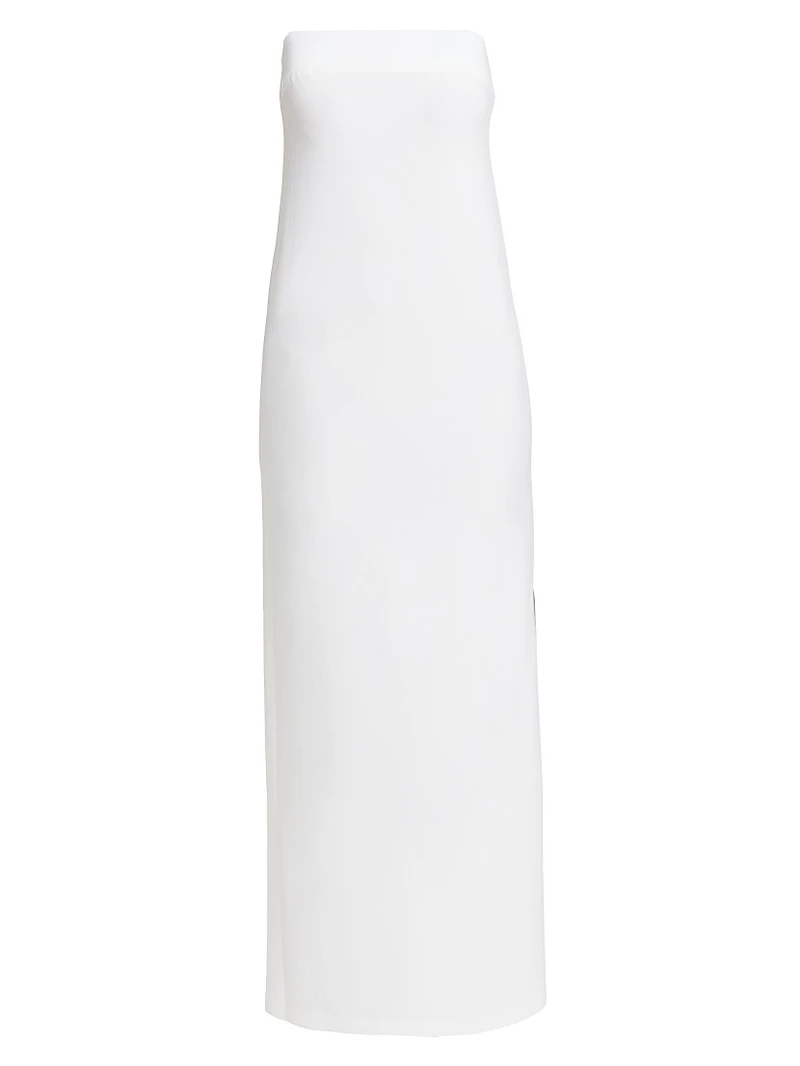 Strapless Side Slit Column Gown