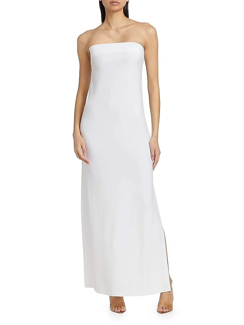 Strapless Side Slit Column Gown