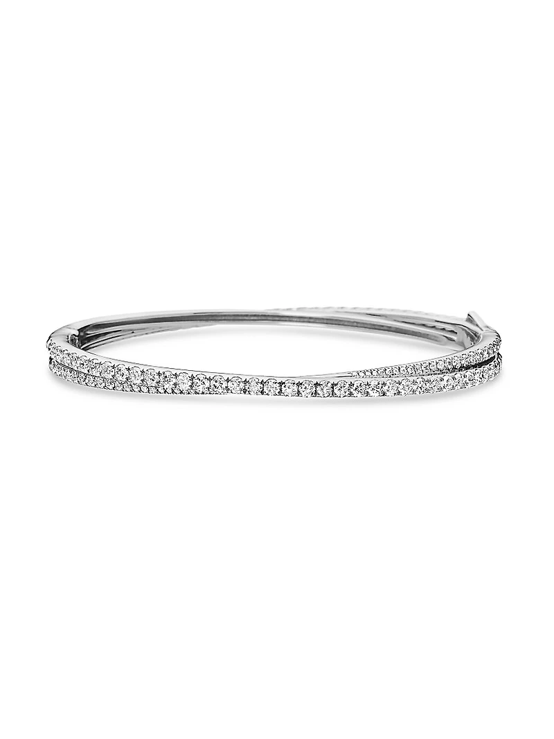 Pavé Crossover Two Row Bracelet 18K White Gold