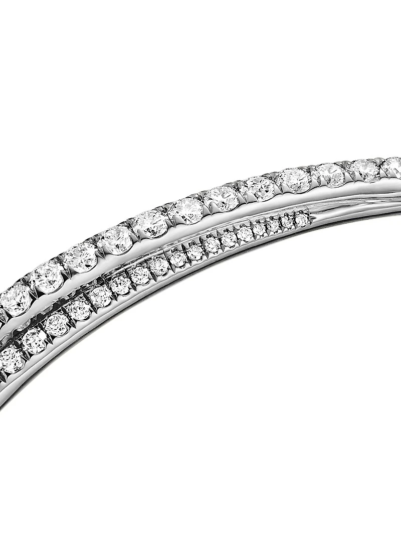 Pavé Crossover Two Row Bracelet 18K White Gold