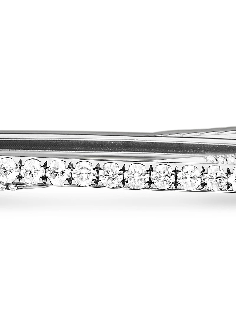 Pavé Crossover Two Row Bracelet 18K White Gold
