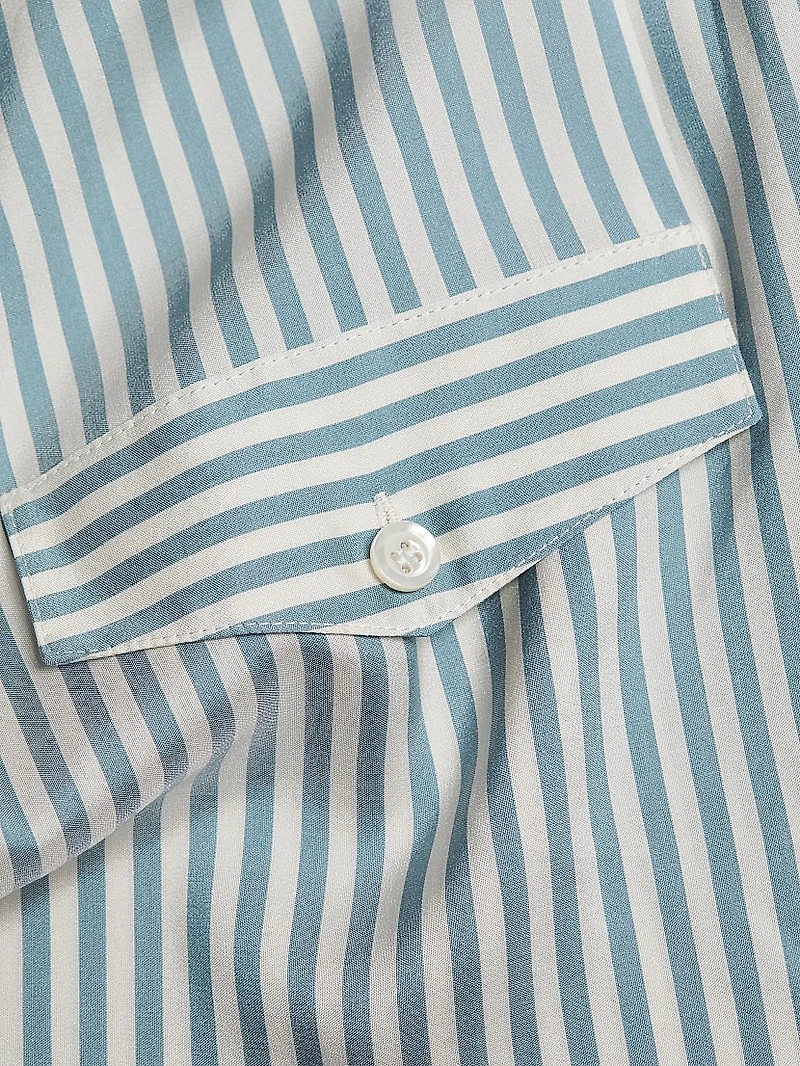 Femme Pocket Striped Silk Shirt