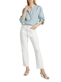 Femme Pocket Striped Silk Shirt