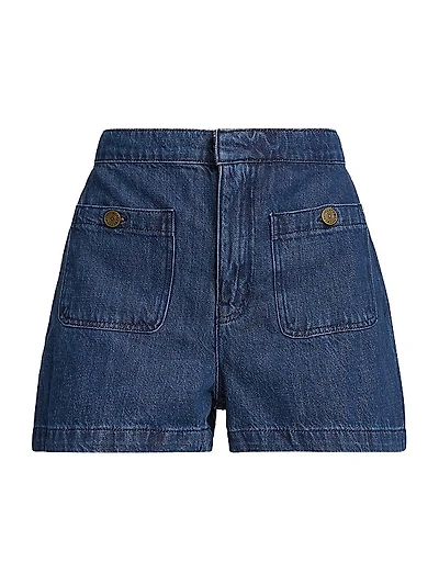 Patch-Pocket Denim Shorts