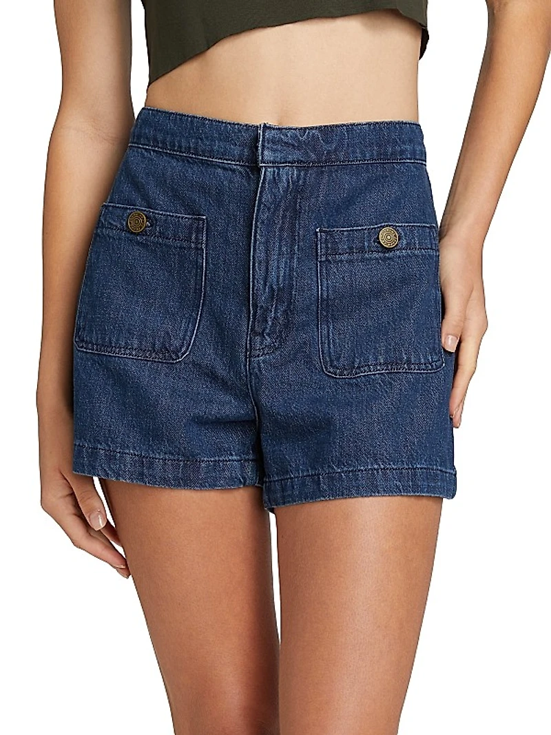 Patch-Pocket Denim Shorts