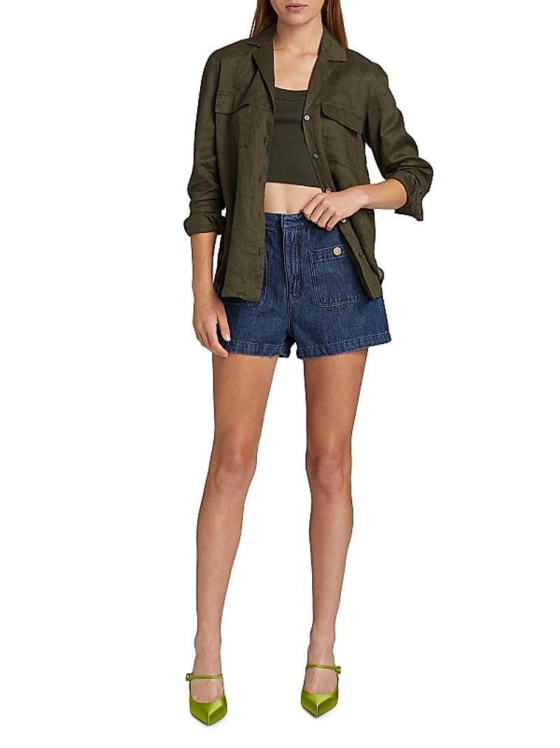 Patch-Pocket Denim Shorts