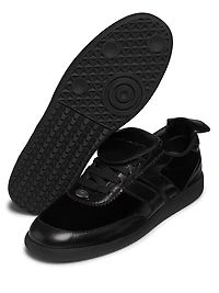 Velvet & Leather Foldover Tongue Sneakers