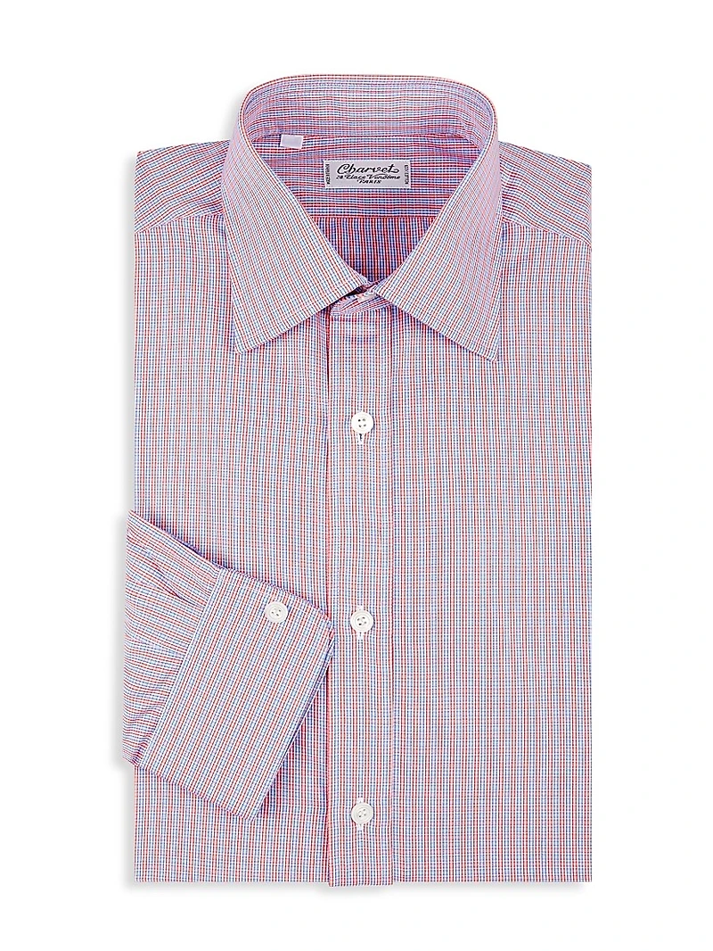 Plaid Check Cotton Dress Shirt