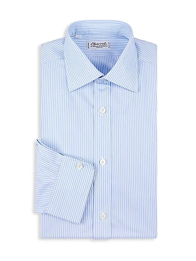 Pinstriped Cotton Dress Shirt