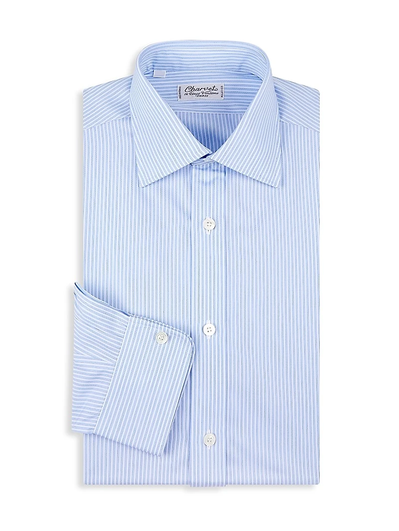 Pinstriped Cotton Dress Shirt