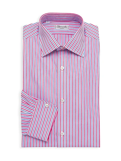 Striped Cotton Chambray Dress Shirt