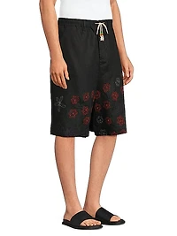 Embroidered Linen Shorts