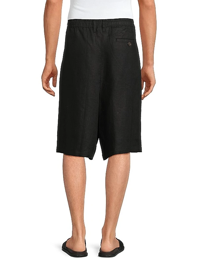 Embroidered Linen Shorts