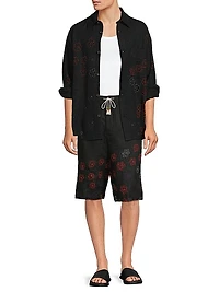 Embroidered Linen Shorts