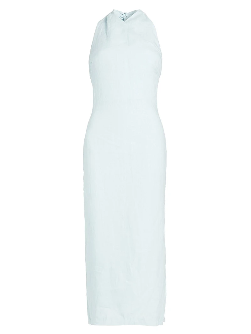 Iris Linen Halterneck Midi-Dress