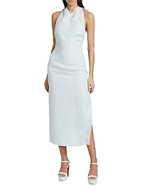Iris Linen Halterneck Midi-Dress