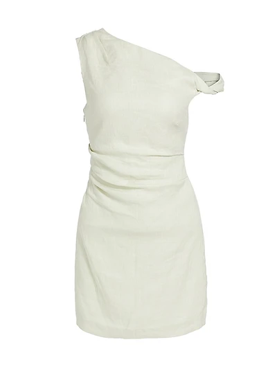 Iris Linen One-Shoulder Minidress