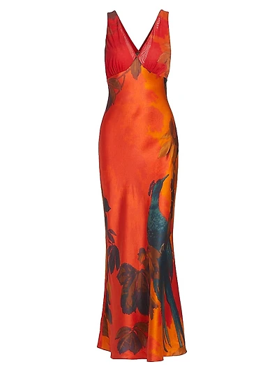 Lush Silk & Mesh V-Neck Slipdress