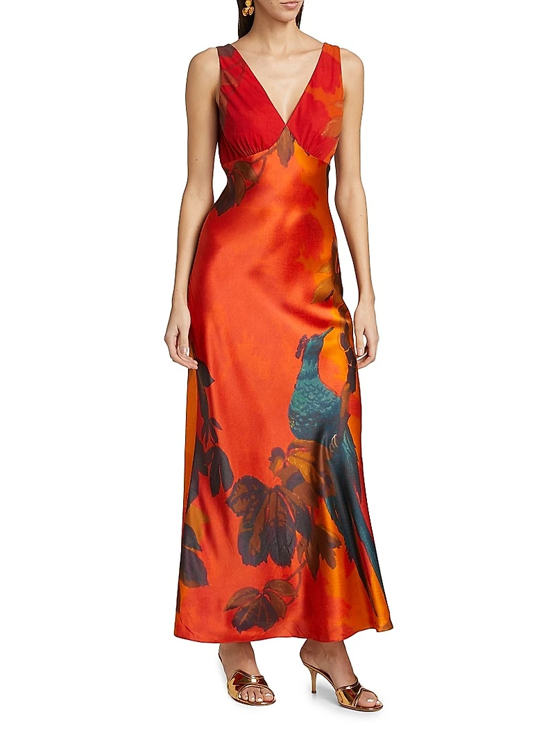 Lush Silk & Mesh V-Neck Slipdress