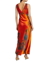 Lush Silk & Mesh V-Neck Slipdress