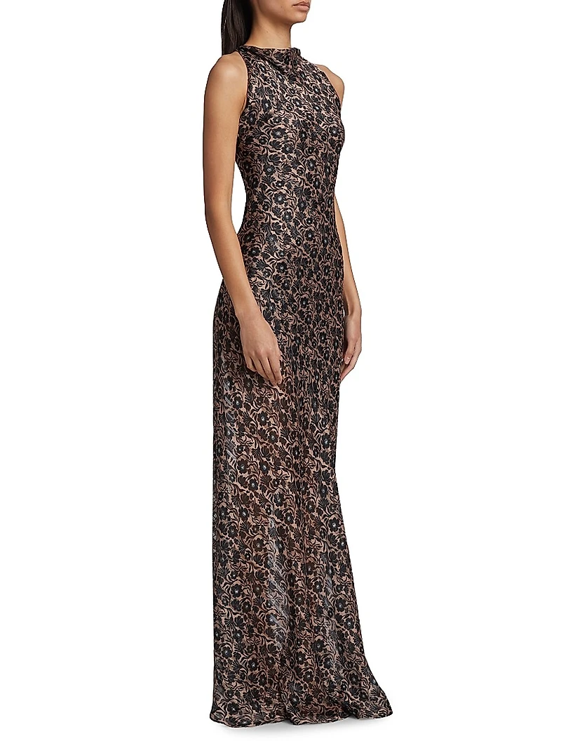 Marwa Crisscrossed-Back Gown