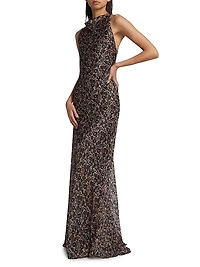 Marwa Crisscrossed-Back Gown
