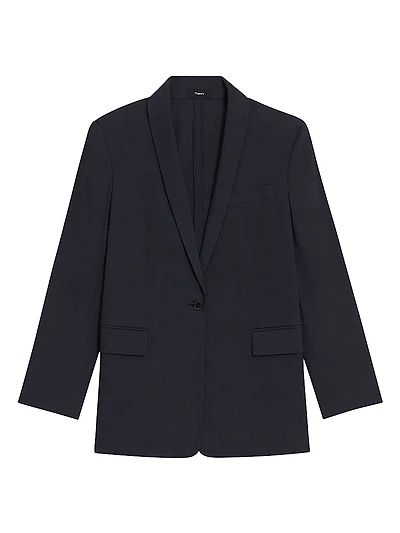 Rolled-Sleeve One-Button Blazer