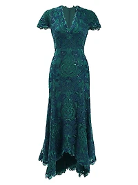 Embroidered Sequined Cocktail Dress