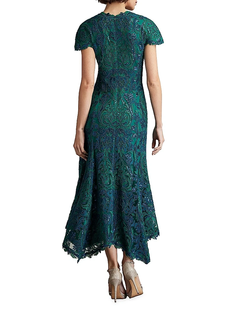 Embroidered Sequined Cocktail Dress