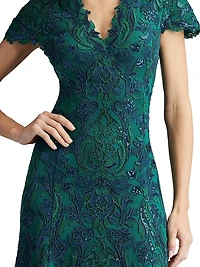 Embroidered Sequined Cocktail Dress