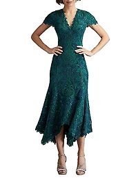 Embroidered Sequined Cocktail Dress