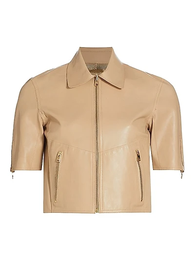 Sevana Reversible Leather Short-Sleeve Jacket