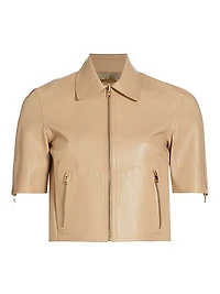 Sevana Reversible Leather Short-Sleeve Jacket