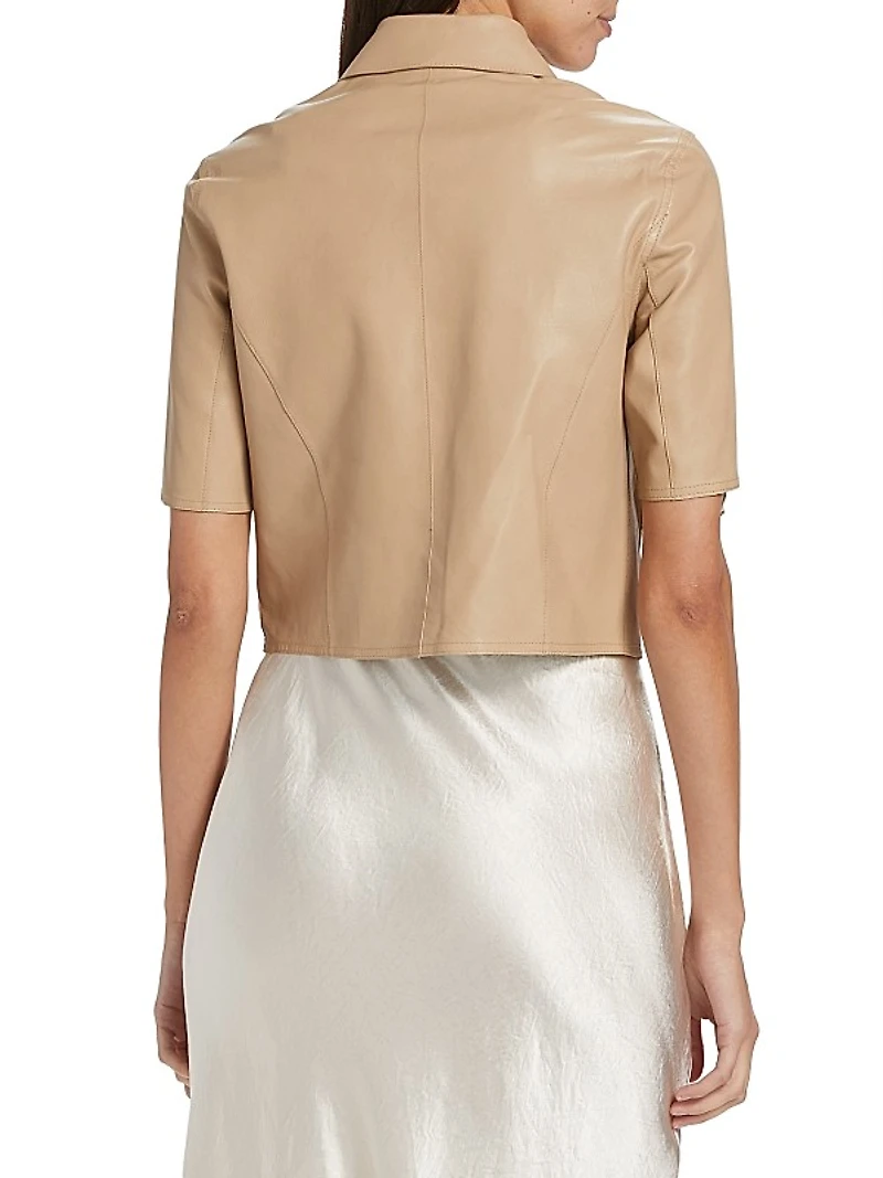 Sevana Reversible Leather Short-Sleeve Jacket