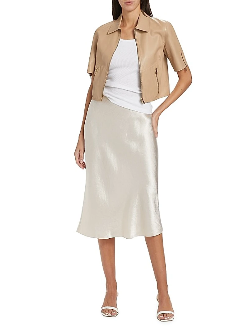 Sevana Reversible Leather Short-Sleeve Jacket
