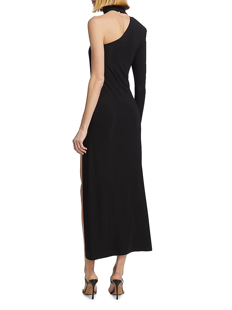 Rio One-Shoulder Turtleneck Midi-Dress