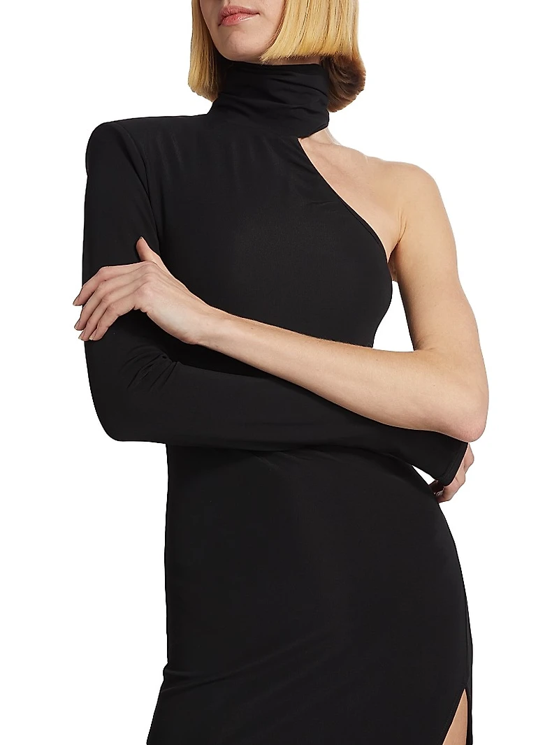 Rio One-Shoulder Turtleneck Midi-Dress