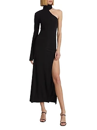 Rio One-Shoulder Turtleneck Midi-Dress