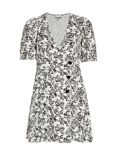 Floral Twill Wrap Minidress