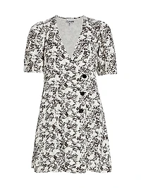 Floral Twill Wrap Minidress