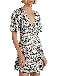 Floral Twill Wrap Minidress