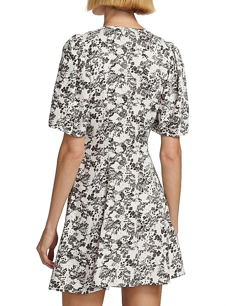 Floral Twill Wrap Minidress