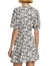 Floral Twill Wrap Minidress