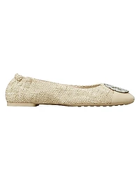 Claire Tweed & Leather Cap-Toe Ballet Flats