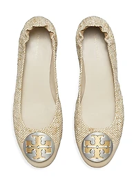 Claire Tweed & Leather Cap-Toe Ballet Flats