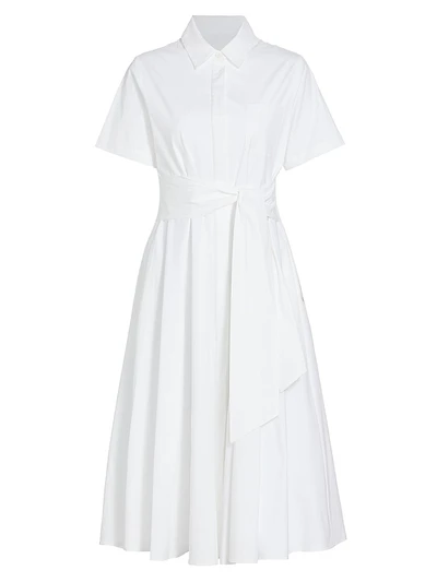 Megan Tie-Waist Cotton Midi-Dress