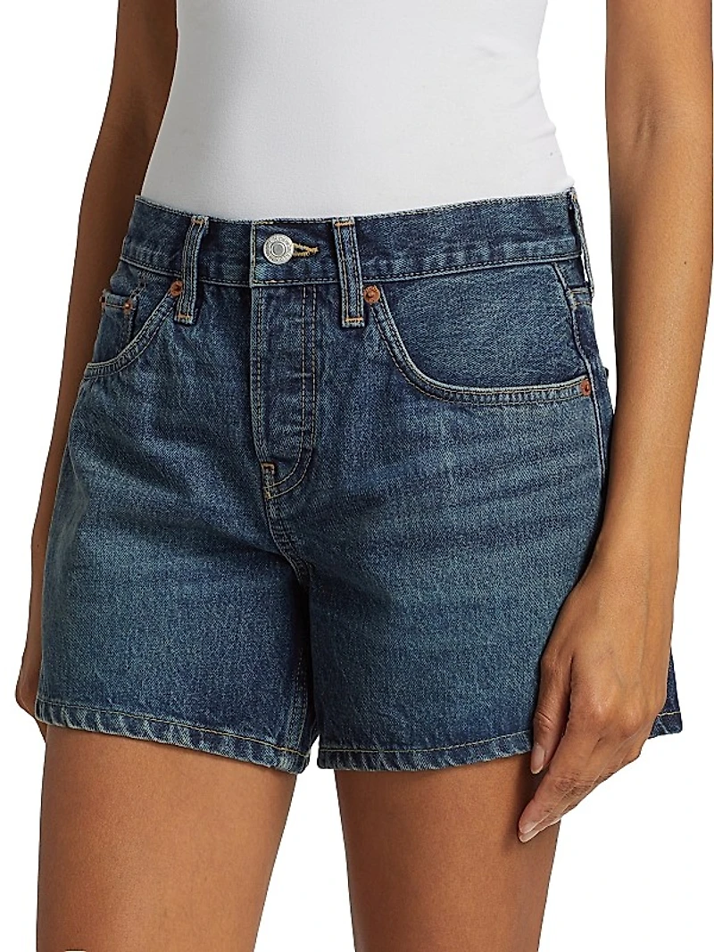 Mid-Rise Denim Shorts