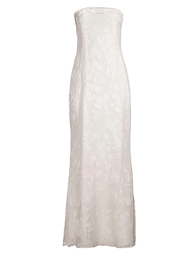 Arianna Silk Strapless Floral Gown