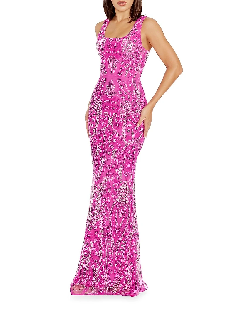 Tyra Sequin-Embellished Mermaid Gown