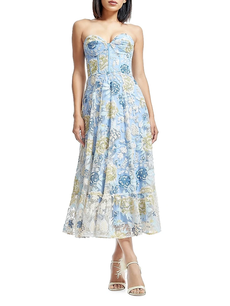 Carina Floral Bustier Midi-Dress